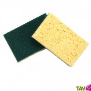 Eponge verte et jaune cologique grattante et nettoyante, lot de 2