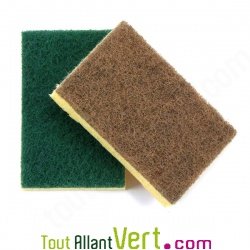 Eponge verte et marron �cologique grattante et nettoyante, lot de 2