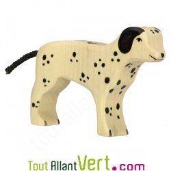 Chien Dalmatien en bois debout 11,5 cm, grande figurine Holztiger