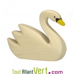 Cygne en bois blanc qui nage 10 cm, Holztiger