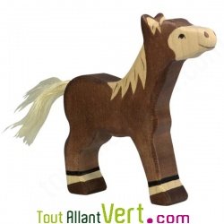 Poulain marron en bois 12 cm, Holztiger