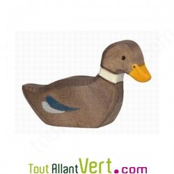 Canard marron en bois qui nage 6 cm, Holztiger