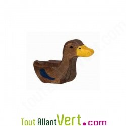Caneton marron en bois qui nage 4.5 cm, Holztiger