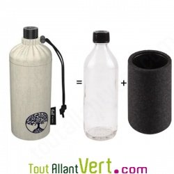 Gourde cologique en verre isotherme textile bio 0.6 litres