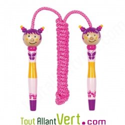 Corde � sauter en bois massif, fillette mauve