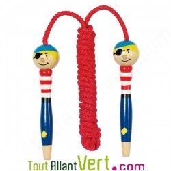 Corde � sauter en bois massif, pirate