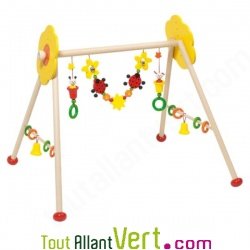 Portique d\'activit�s coccinelle en bois pour b�b� r�glable en hauteur