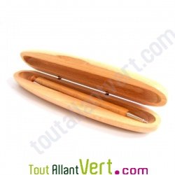 Coffret 1 stylo r�tractable en bois de h�tre