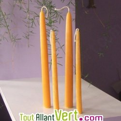 Bougies 100% cire d\'abeille, fine 14mm x 19cm, lot de 2