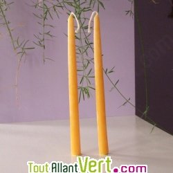 Bougies 100% cire d\'abeille, fine 14mm x 19cm, lot de 2