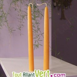 Bougies 100% cire d\'abeille large, lot de 2, 20mm x 23cm