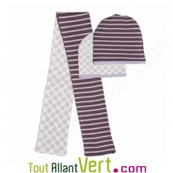 Bonnet b�b� r�versible et �charpe assortie en coton bio