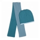 Bonnet b�b� r�versible et �charpe assortie Bleu en coton bio
