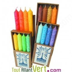 Lot de 4 bougies st�arine v�g�tale automne 20cm de couleur