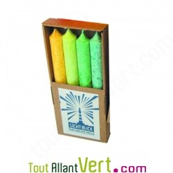 Lot de 4 bougies st�arine v�g�tale printemps 20cm de couleur