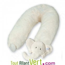 Coussin de d�tente et d\'allaitement, coton bio et balle d\'�peautre bio, �l�phant