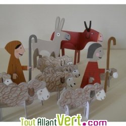 Cr�che en carton recycl� � monter et colorier soi-m�me