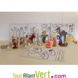 Cr�che en carton recycl� � monter et colorier soi-m�me