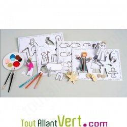 Cr�che en carton recycl� � monter et colorier soi-m�me