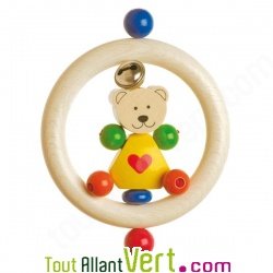 Anneau en bois ourson et clochette pour b�b�, Heimess
