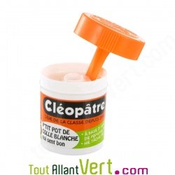 Colle cl�op�tre, petit pot de colle blanche qui sent bon