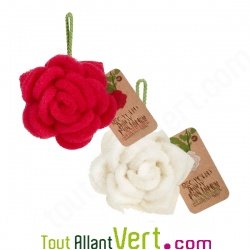 Eponge exfoliante en forme de rose, � partir de bouteilles recycl�es en PET