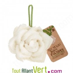 Eponge exfoliante en forme de rose blanche � partir de bouteilles recycl�es en PET