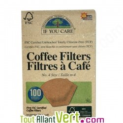 Filtre � caf� N�4 �cologique non blanchi , lot de 100