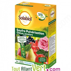 Soufre mouillable � pulv�riser contre l\'o�dium, la tavelure et taches noires, Solabiol, 400g