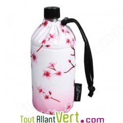 Gourde en verre isotherme �cologique Fleurs rose 0.6 litres
