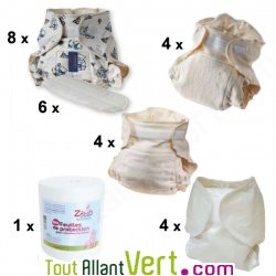 Couches lavables coton bio 6-12 mois, kit de d�marrage Jour et Nuit