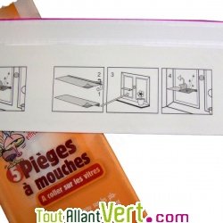 Pi�ge � mouches et moucherons � coller sur les vitres, 5 plaquettes englu�es