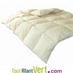Couette en duvet d\'oie 160x220cm toutes saisons 260g/m2 et coton biologique