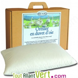 Oreiller en duvet d\'oie bio souple, 60 x 60 cm et coton biologique, Mille Oreillers