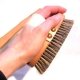 Brosse de massage de luxe en bois avec manche, fibre vgtale et crin