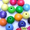 180 Perles multi-couleur 20mm en bois avec ficelle �lastique