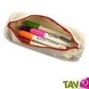 Trousse � personnaliser soi-m�me en coton bio �cru et rouge