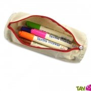 Trousse � personnaliser soi-m�me en coton bio �cru et rouge