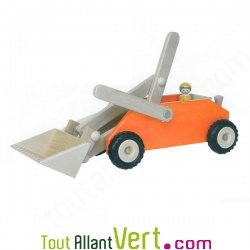 Chargeur t�l�scopique en bois et son conducteur, jouet Holztiger