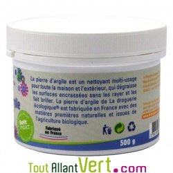 Pierre d\'Argile, nettoyant naturel multi-usages pot de 500g + ponge