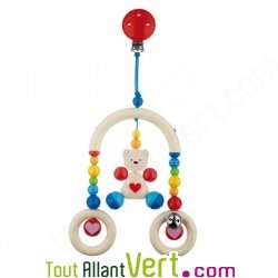 Hochet Mini Trap�ze Ourson en bois � accrocher pour b�b�, Heimess