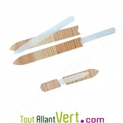 Lime  ongle en verre tremp transparente et leur tui en bois