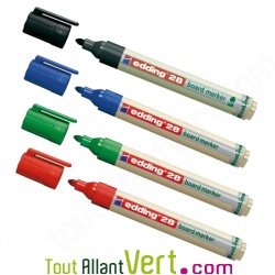 4 marqueurs recycl�s et rechargeables pour tableaux blancs, Edding 28