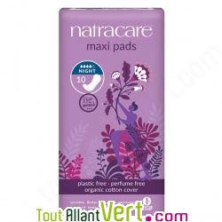 Serviettes hygi�niques naturelles pour la nuit, boite de 10