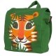 Sac � dos enfant vert Tigre en coton bio 23 x 23 x 7,5 cm