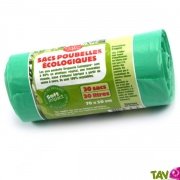 Sac poubelle vert 30 litres en plastique v�g�tal