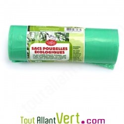 Sac poubelle vert 50 litres en plastique v�g�tal