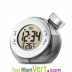 R�veil alarme affichage digital temp�rature et date,  fonctionnant � l\'eau
