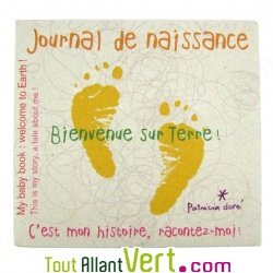 Journal de Naissance, livret recycl� cousu 20cm