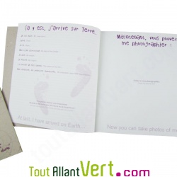 Journal de Naissance, livret recycl� cousu 20cm